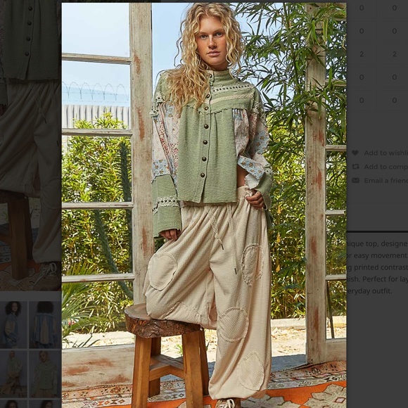 POL “ Priscilla “ POL Blended Thermal and Fabric Paneled Top with Stud Detail 84 - Picture 6 of 6